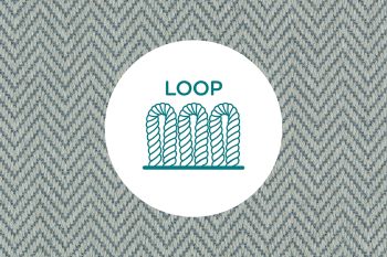 Cross section of yarns in a loop pile carpet